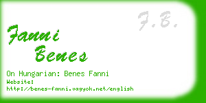 fanni benes business card